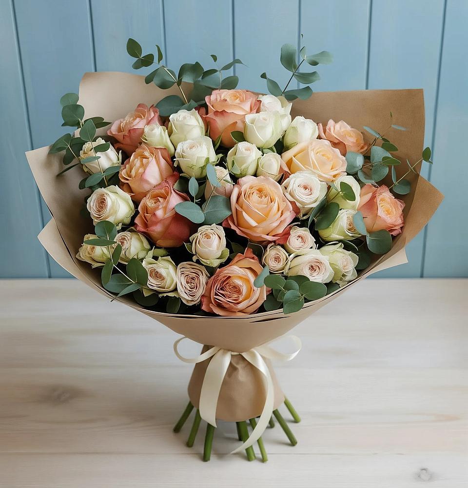 Букет цветов из: Альстромерии и Розы в Кореновске