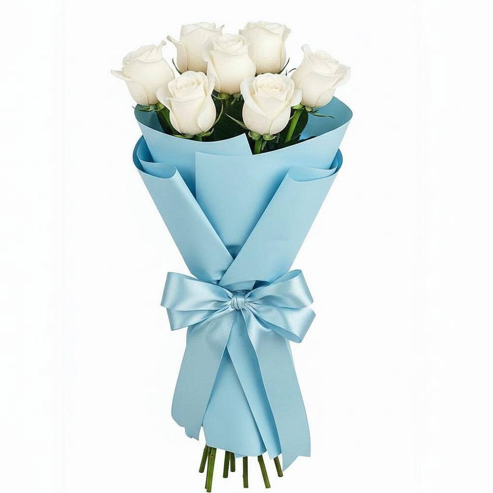 Букет 7 белых роз Проуд в Кореновске