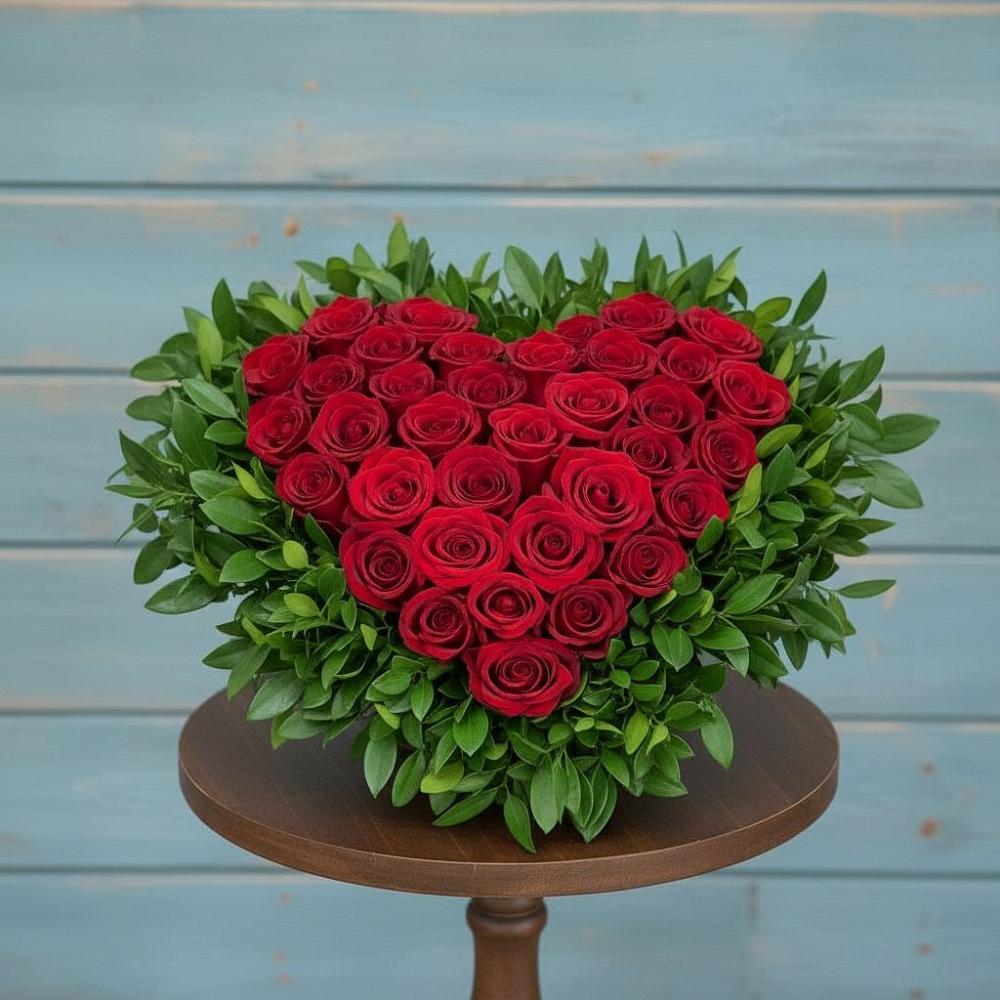 Цветочная композиция из Розы в виде сердца в Кореновске