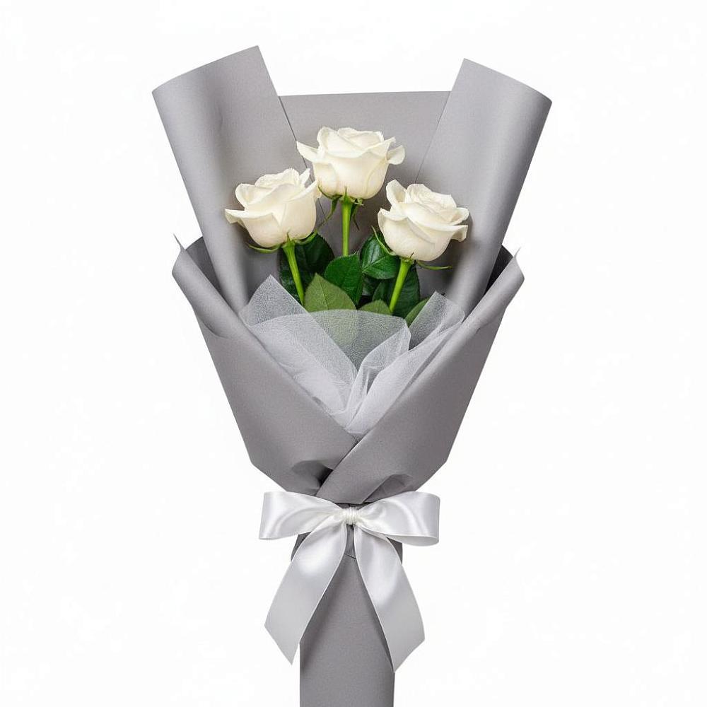 Букет 3 белые розы в Кореновске
