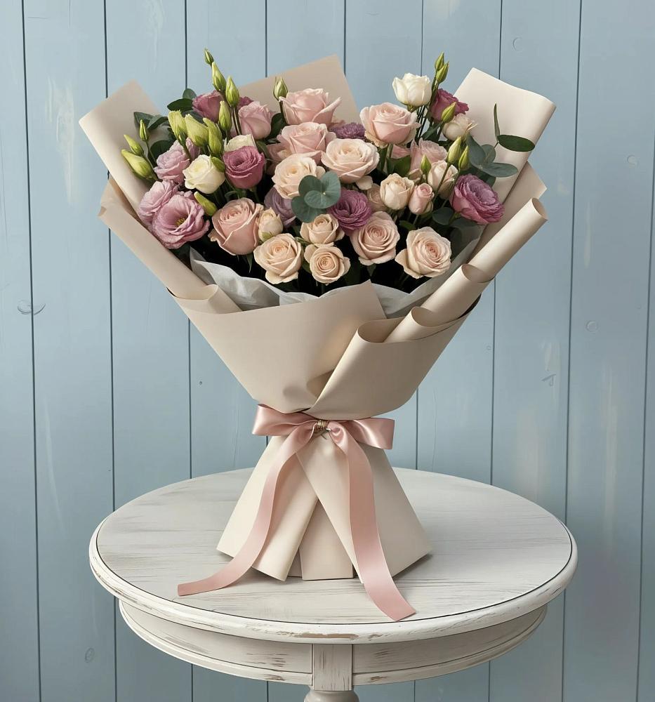 Букет цветов из: Розы и Лизиантусы в Кореновске