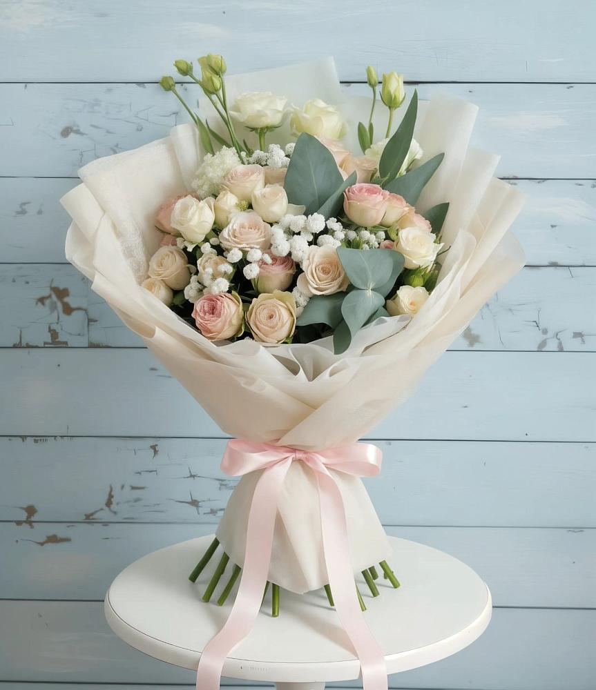 Букет цветов из: Розы и Лизиантусы в Кореновске