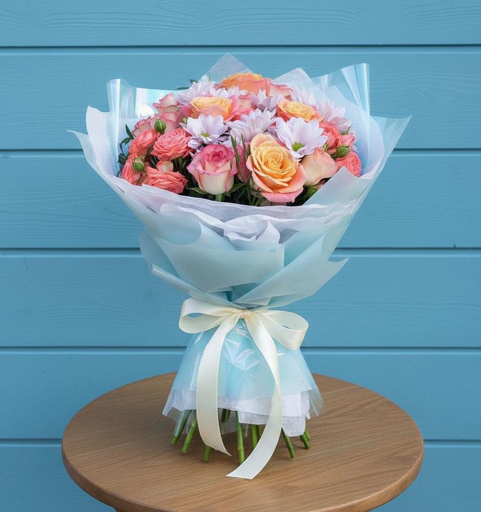 Букет цветов из: Хризантемы и Розы в Кореновске