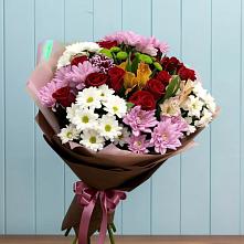 Букет цветов из:  Розы, Хризантемы и Альстромерии в Кореновске
